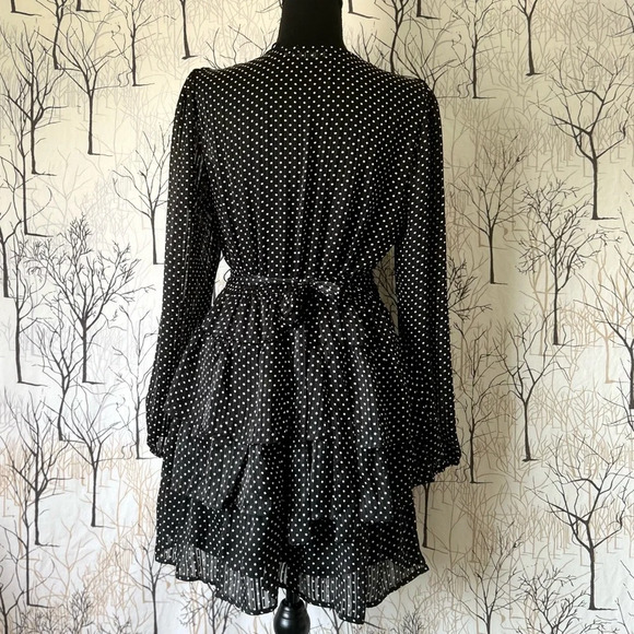 NWOT Francesca Mi Ami V-Neck Polka Dot Long Sleeve Dress Medium - Picture 5 of 11
